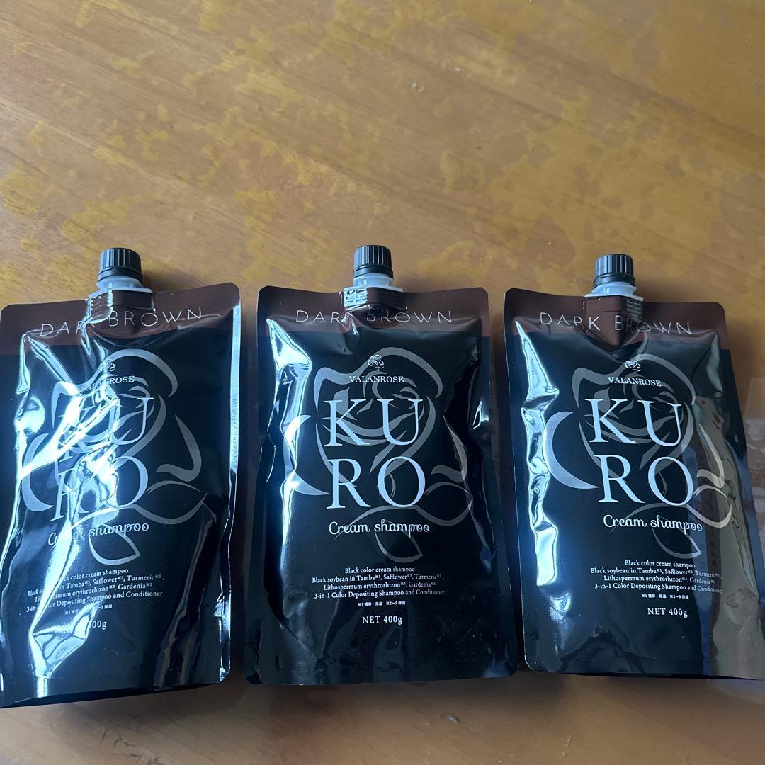 バランローズKURO クリームシャンプー ダークブラウン 400g 3個セット