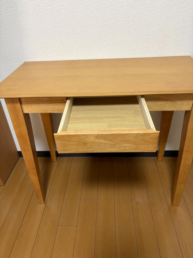 完成品・送料込】木製スリムデスク 幅90㎝ 引出し付き たのメル便