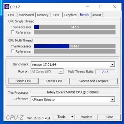 Intel Core i7-9700 3.00GHz CPU 8コア8スレッド