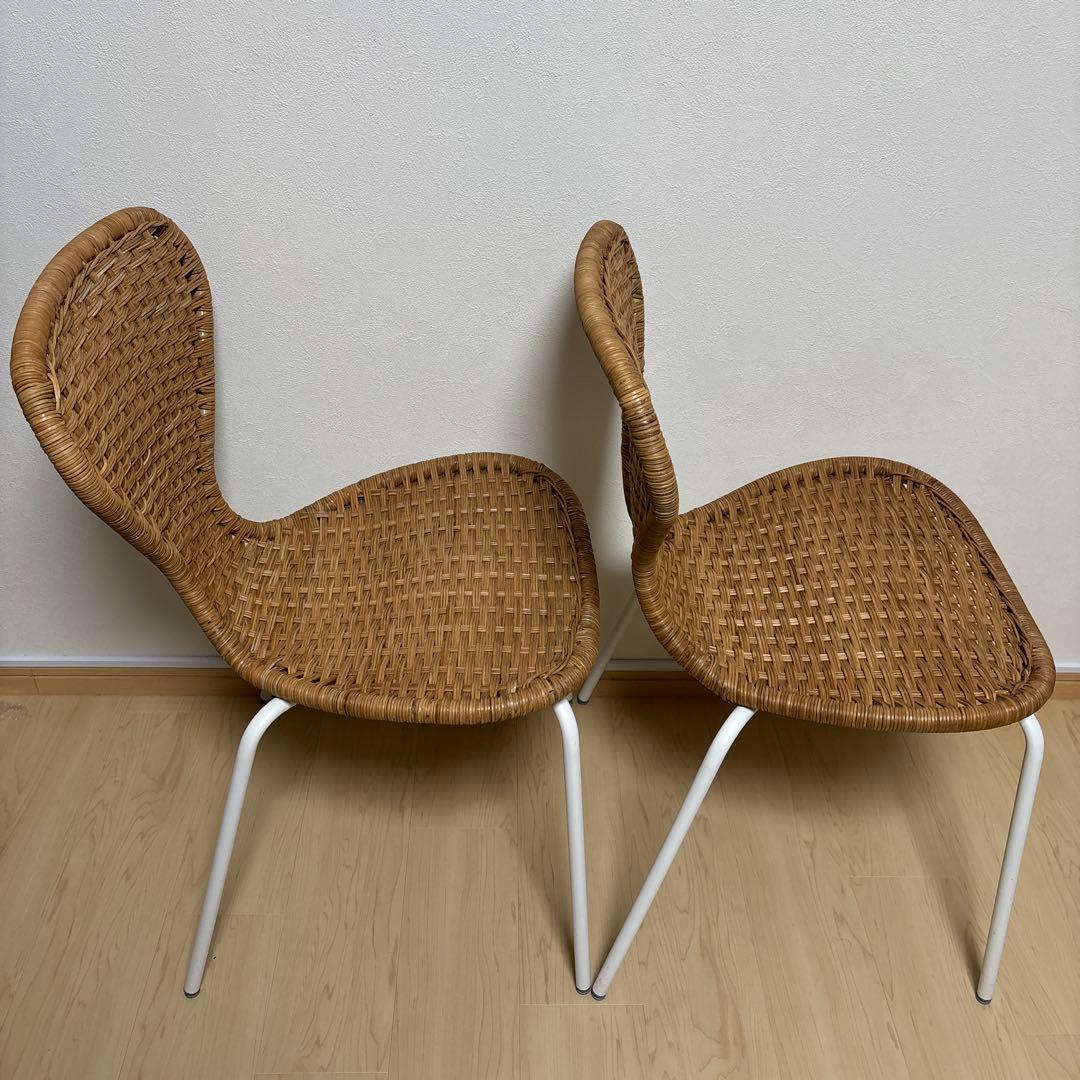 美品】 ÄLVSTA エルヴスタ ダイニングチェア ラタン ホワイト IKEA