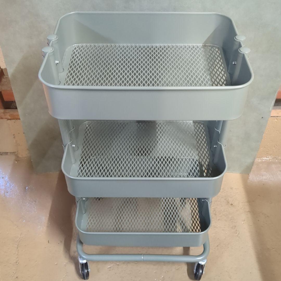 (s)ルッツ　 IKEAキャスター付き3段キッチンワゴン グリーンホワイト RÅSKOG ロースコグ ワゴン, グレーグリーン, 28x38x61 cm - IKEA