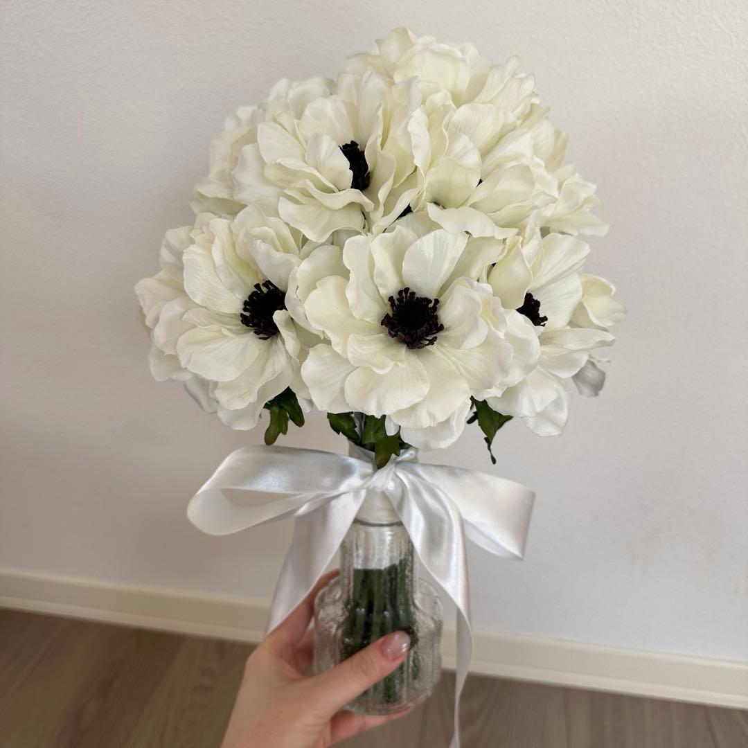 【お値下げ可】アネモネ ブーケ アーティフィシャルフラワー アーティフィシャルブーケ「アネモネ＆ユーカリ」 - 老舗お花屋さんの