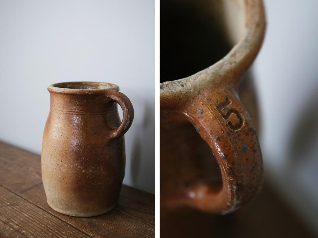 フランスアンティーク陶器ボトル/土器/花瓶/花器フラワーべース(92-149