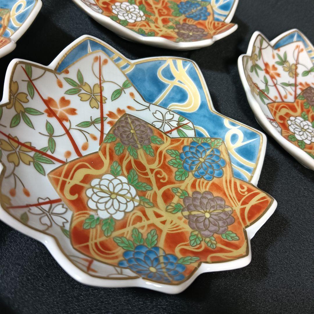 美濃焼 龍峰 金彩 色絵 楓型 小皿 10客 花文 - メルカリ
