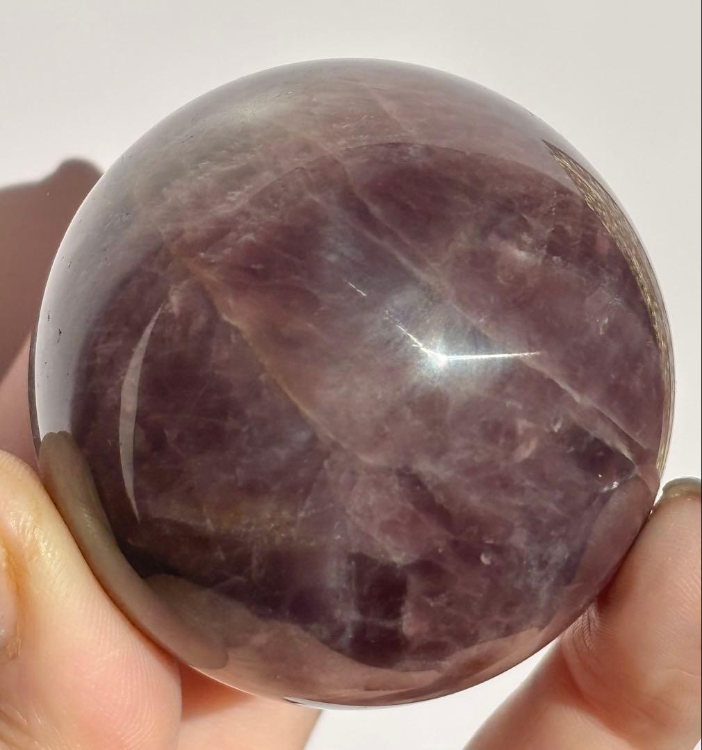 《スター確認》パープルローズクォーツ スフィア シルキー光沢 丸玉