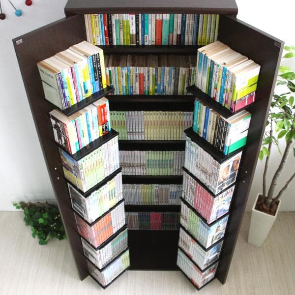 《新品・送料無料》ＤＶＤ・ＣＤ・コミック書棚ストッカー収納庫　ブラウン