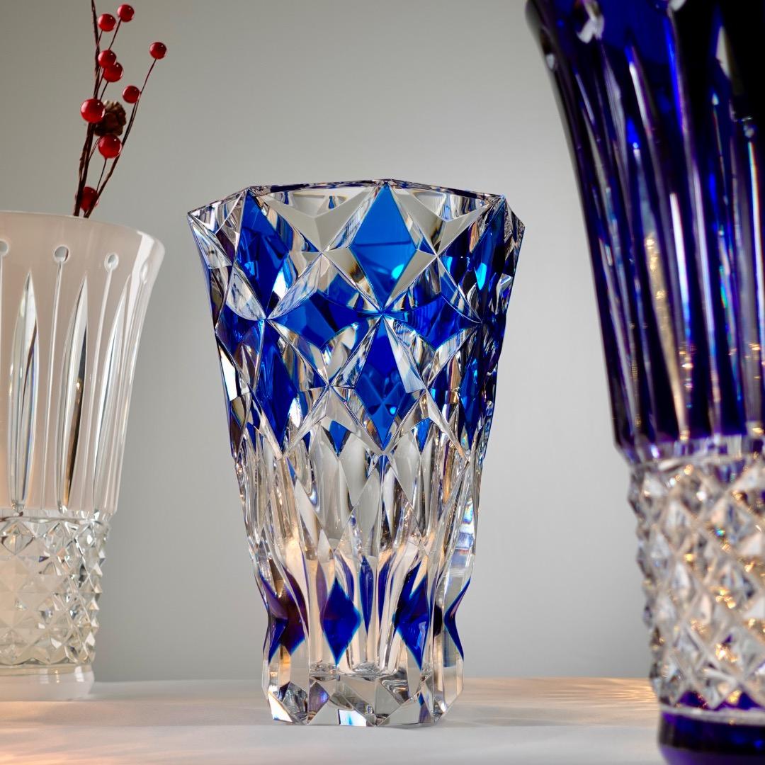 HERMES Saint Louis サンルイ 花瓶 ベース 25cm 美品 Saint Louis (サンルイ) フラワーベース クリスタルガラス グリーン