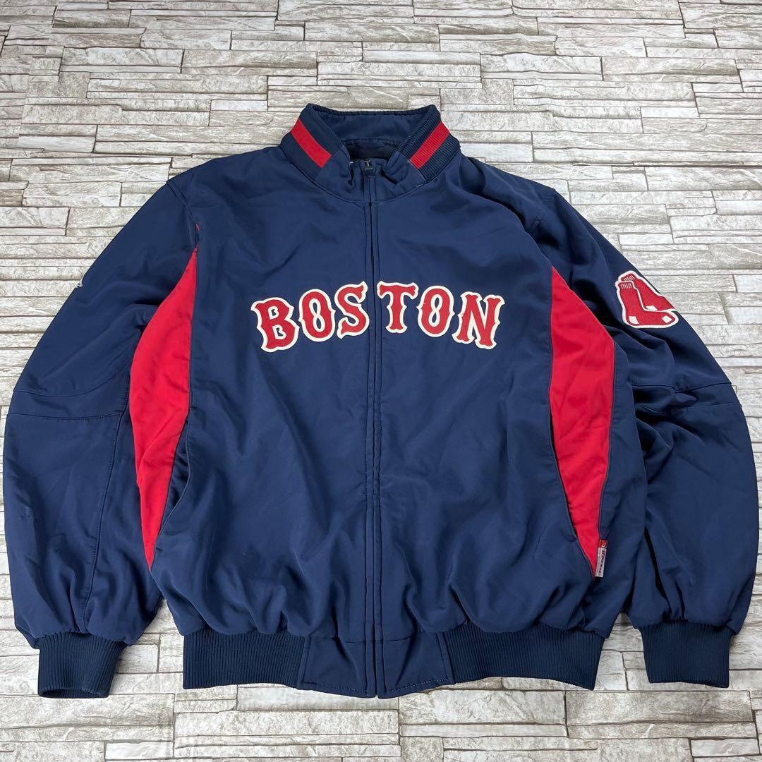 Majestic レッドソックス チームジャケット ネイビー 刺繍デザイン