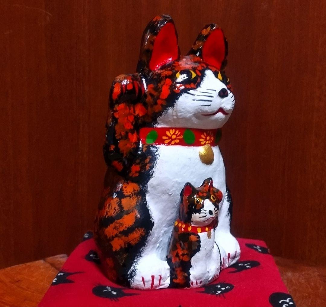 三河招き猫 土人形 サビ猫 親子猫 郷土玩具 美品 - メルカリ
