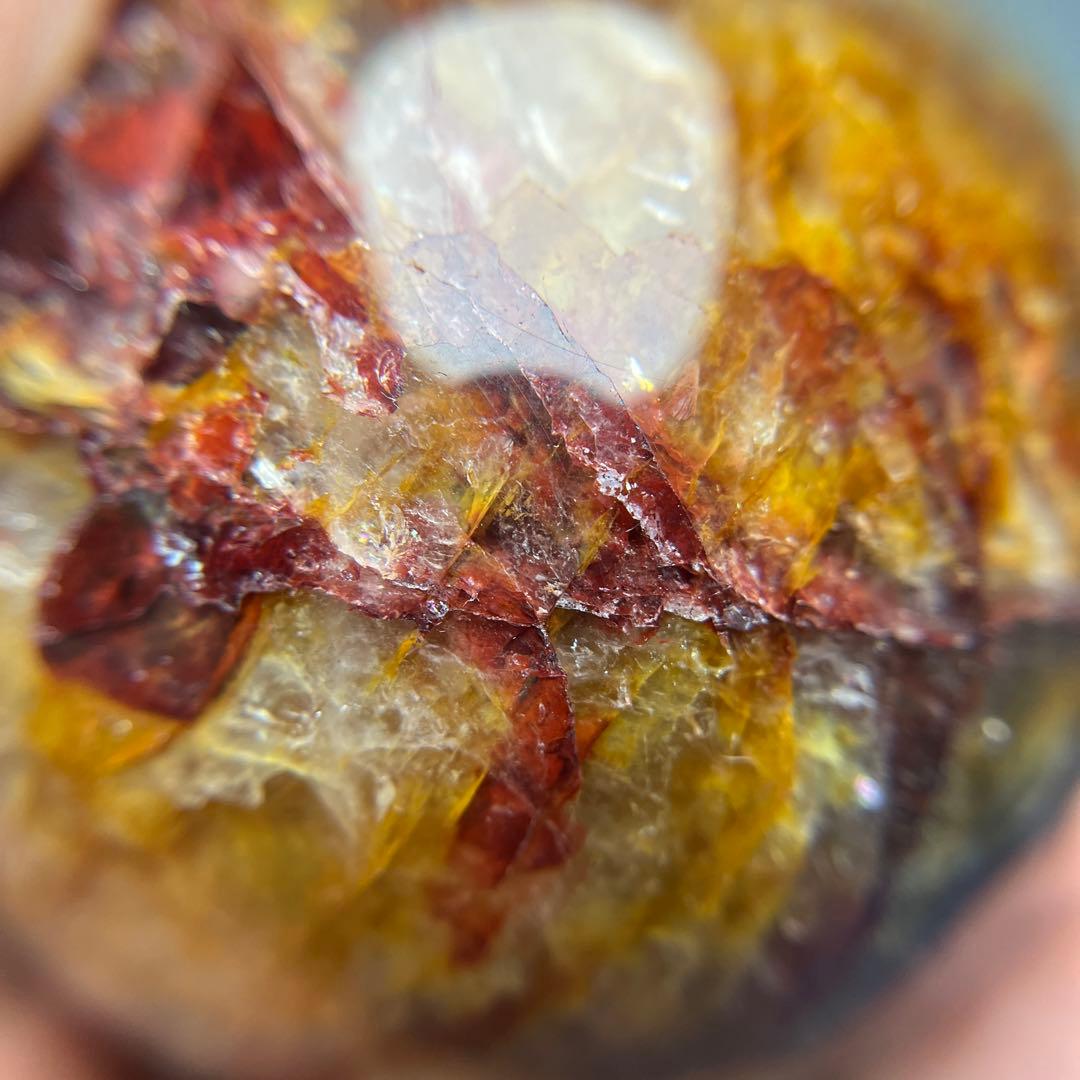 ファイアクオーツとゴールデンヒーラー共生　スフィア　直径 63.5mm