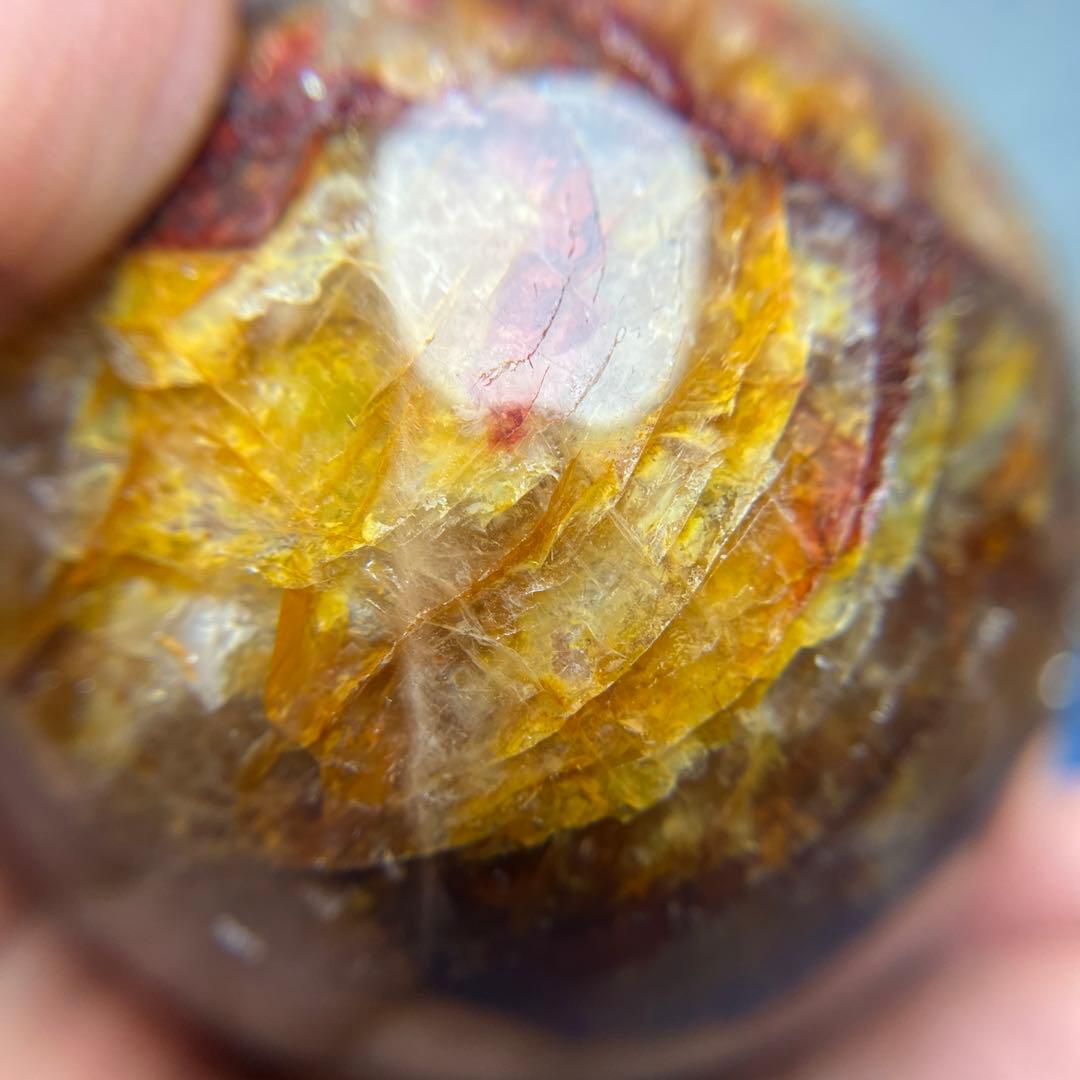 ファイアクオーツとゴールデンヒーラー共生　スフィア　直径 63.5mm