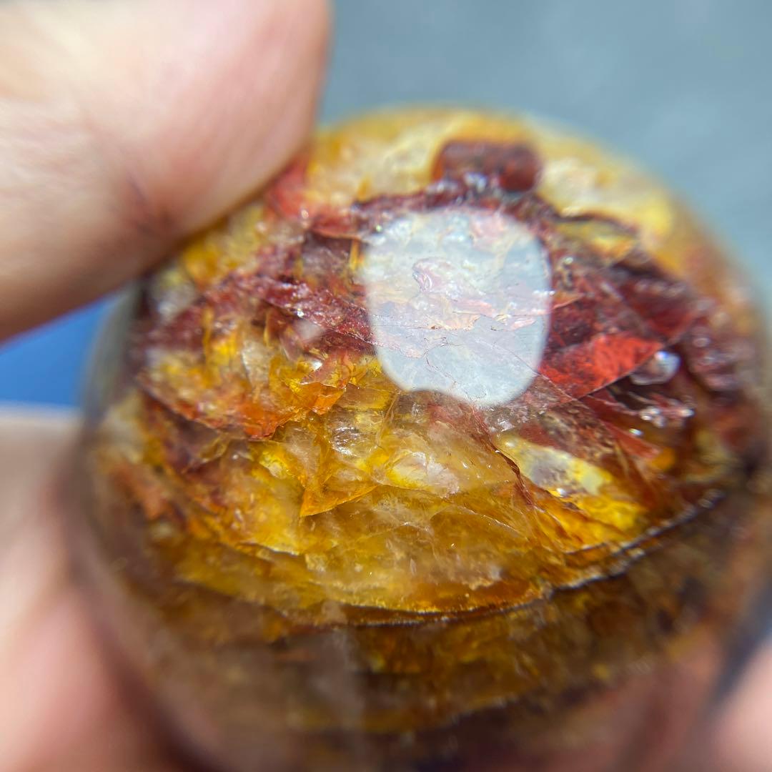 ファイアクオーツとゴールデンヒーラー共生　スフィア　直径 63.5mm