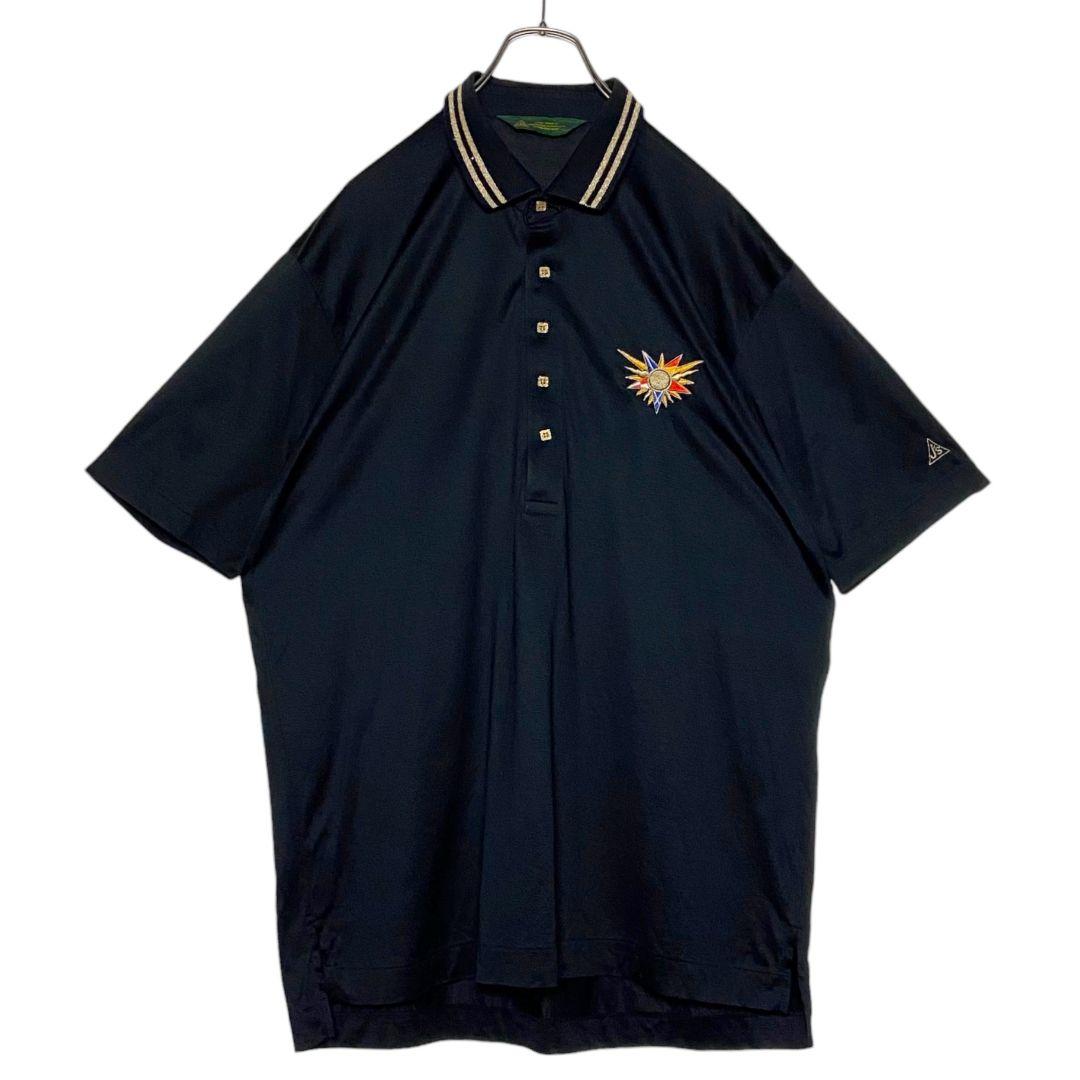 90s 日本製 J`s ポロシャツ 黒 XL ジャンボ尾崎 刺繍ロゴ ゴルフBS