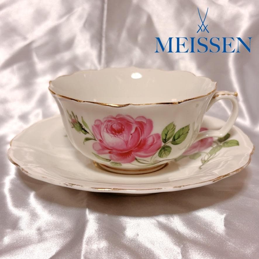 華麗】マイセン/ピンクローズ/MEISSEN/高級/カップ&ソーサー - メルカリ
