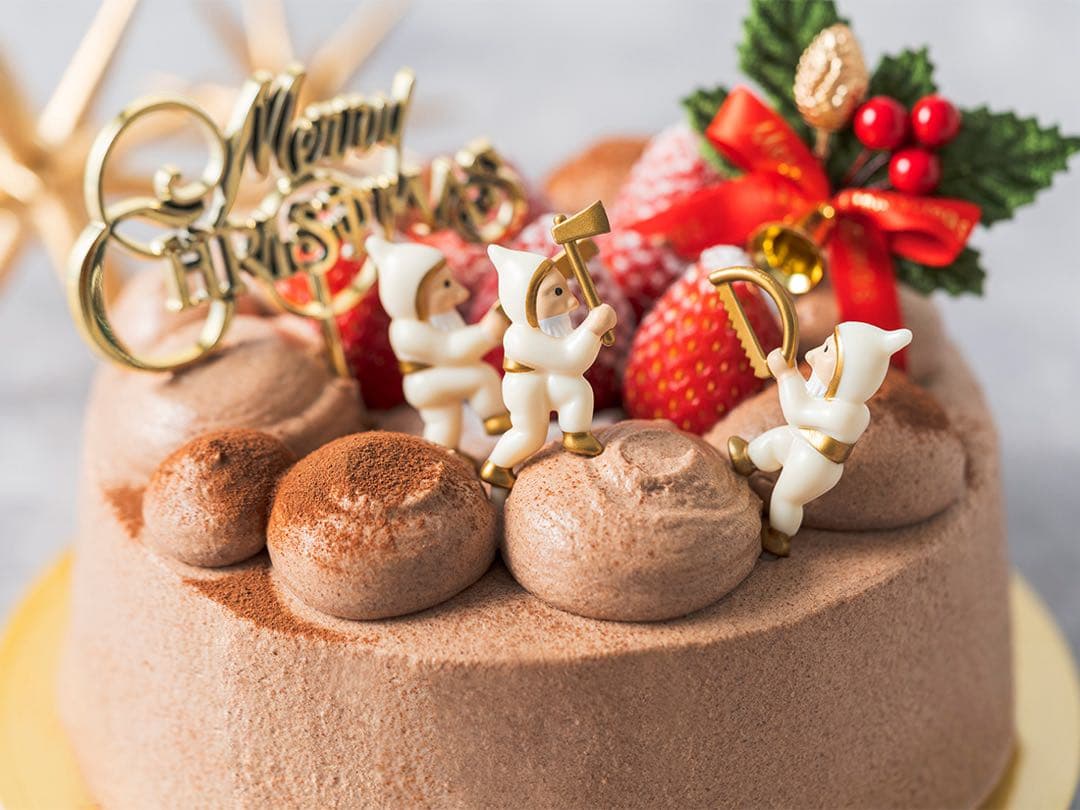 クリスマスケーキピック、森の小人、サンタ、飾り、cotta、ゴールド