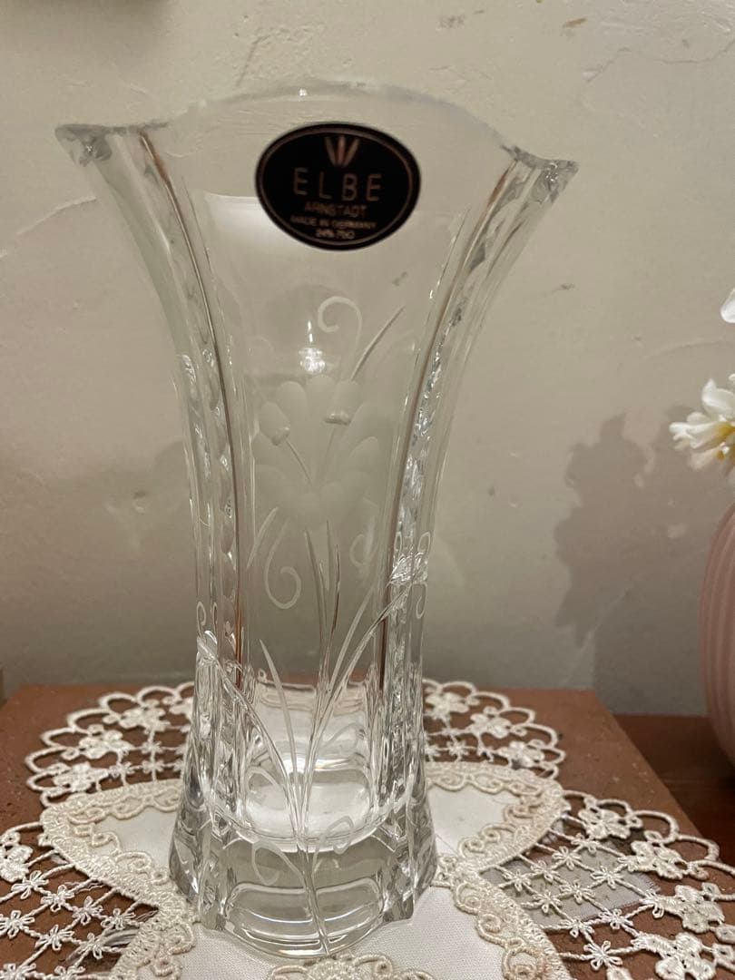 elbe クリスタル 花瓶 未使用 - メルカリ