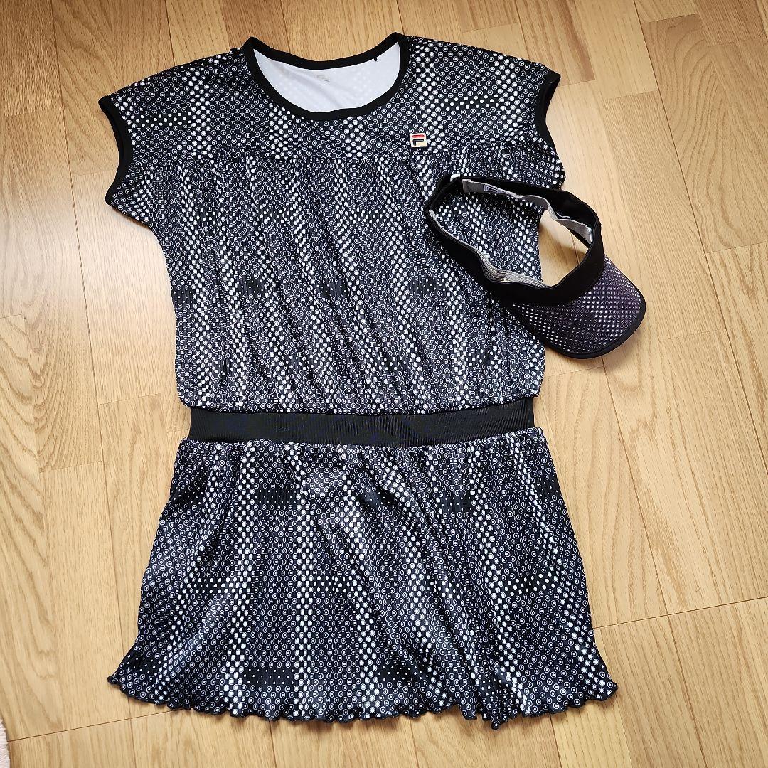 美品です!　FILA メッシュドレス 黒・白とバイザーセット 美品です! FILA メッシュドレス 黒・白とバイザーセットの通販はau PAY