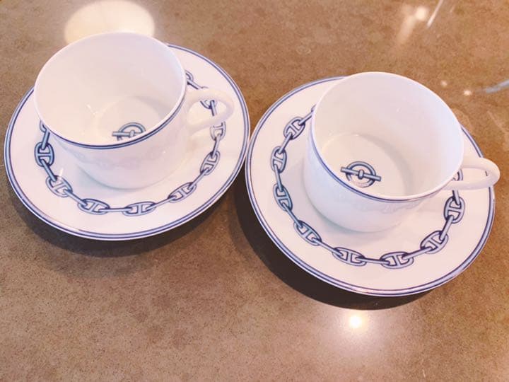 ☆廃盤品☆HERMES カップソーサ シェーヌダンクル HERMES (エルメス) ティーカップ&ソーサー シェーヌダンクル 2Pセット