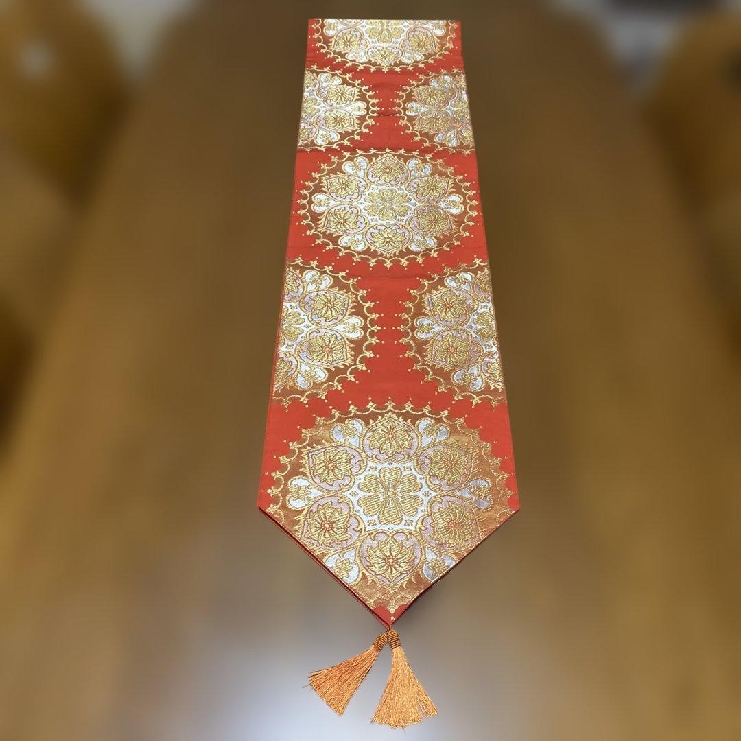table runner 川島織物 金彩華紋 帯リメイク 長尺 - メルカリ