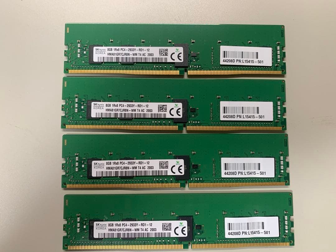 Pc4-2933Y-RD1 ECC メモリ Samsung 8GB 1Rx8 PC4-2933Y-RD1-12-DC1 ECC REG Server Memory