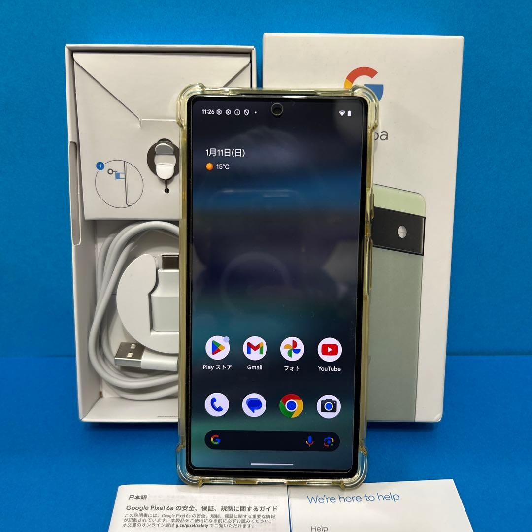 美品 Google Pixel 6a SIMフリー 128GB セージ 箱付属品 ムスビー｜☆Google Pixel 6a 128GB セージ au版 SIMフリー【Google
