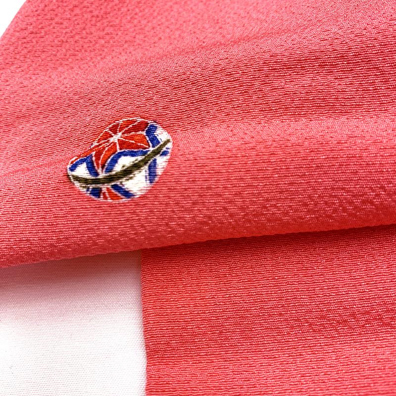 508aj26□ジュニア着物 十三参り 卒業式 縮緬 鞠 ピンク 推し色