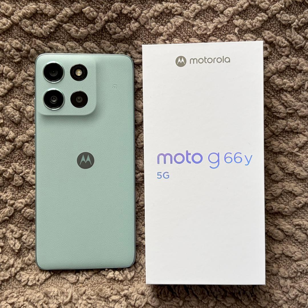 美品】moto g66y 5g グレーミスト クリアケース、ガラスフィルム付き