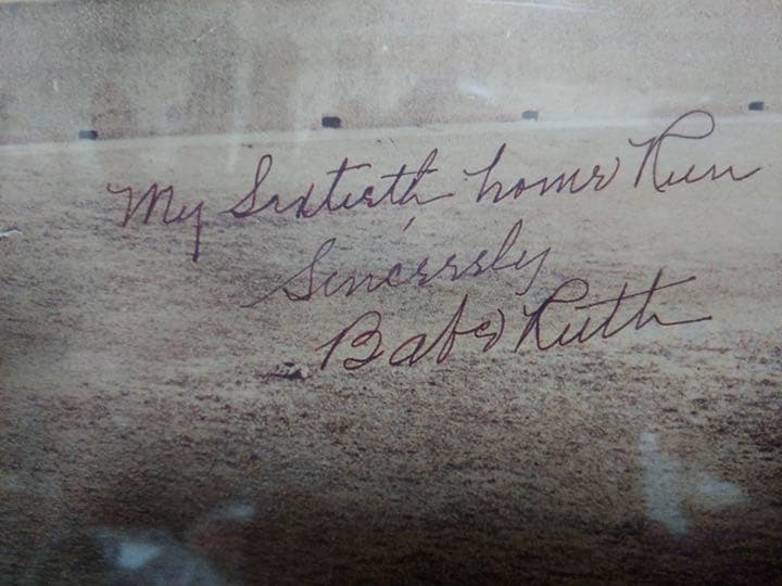 93年製·ベーブ・ルース額縁入り写真印刷