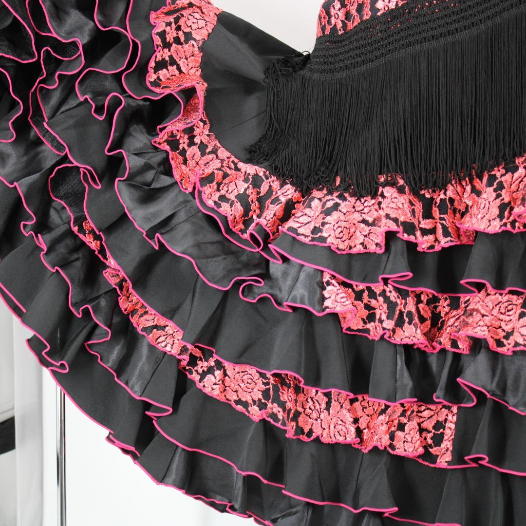 美品 日本製 フラメンコ衣装】ピンク×豪華ボランテ Naomi 総レース