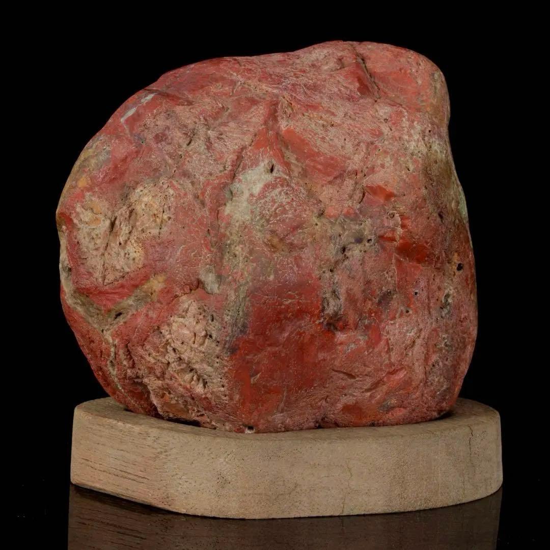 佐渡 赤玉石 赤石 碧玉 台座付 1.6kg 水石 鑑賞石 天然石 盆石 飾石