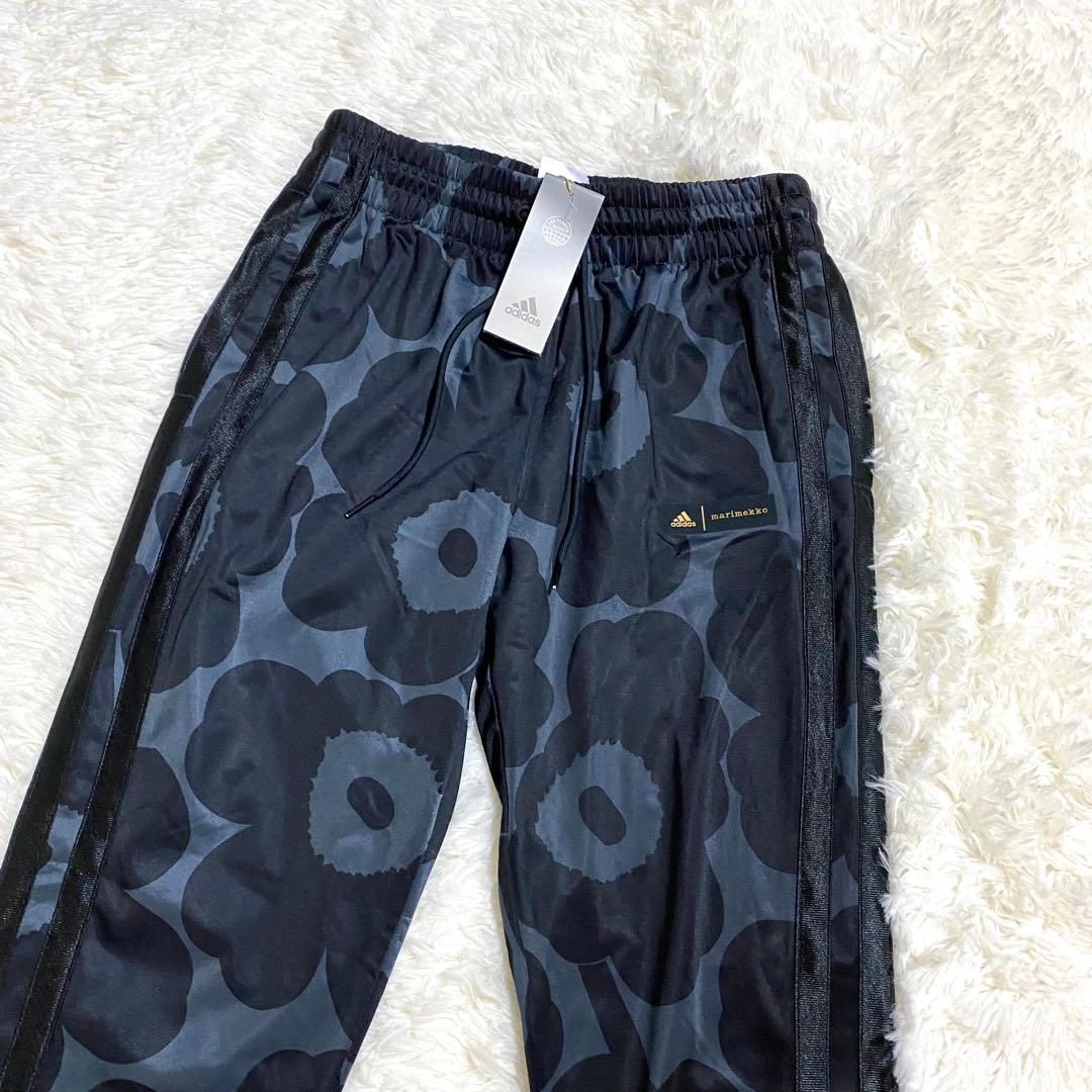 新品】アディダス×マリメッコ コラボ スナップパンツ ウニッコ 花柄 黒