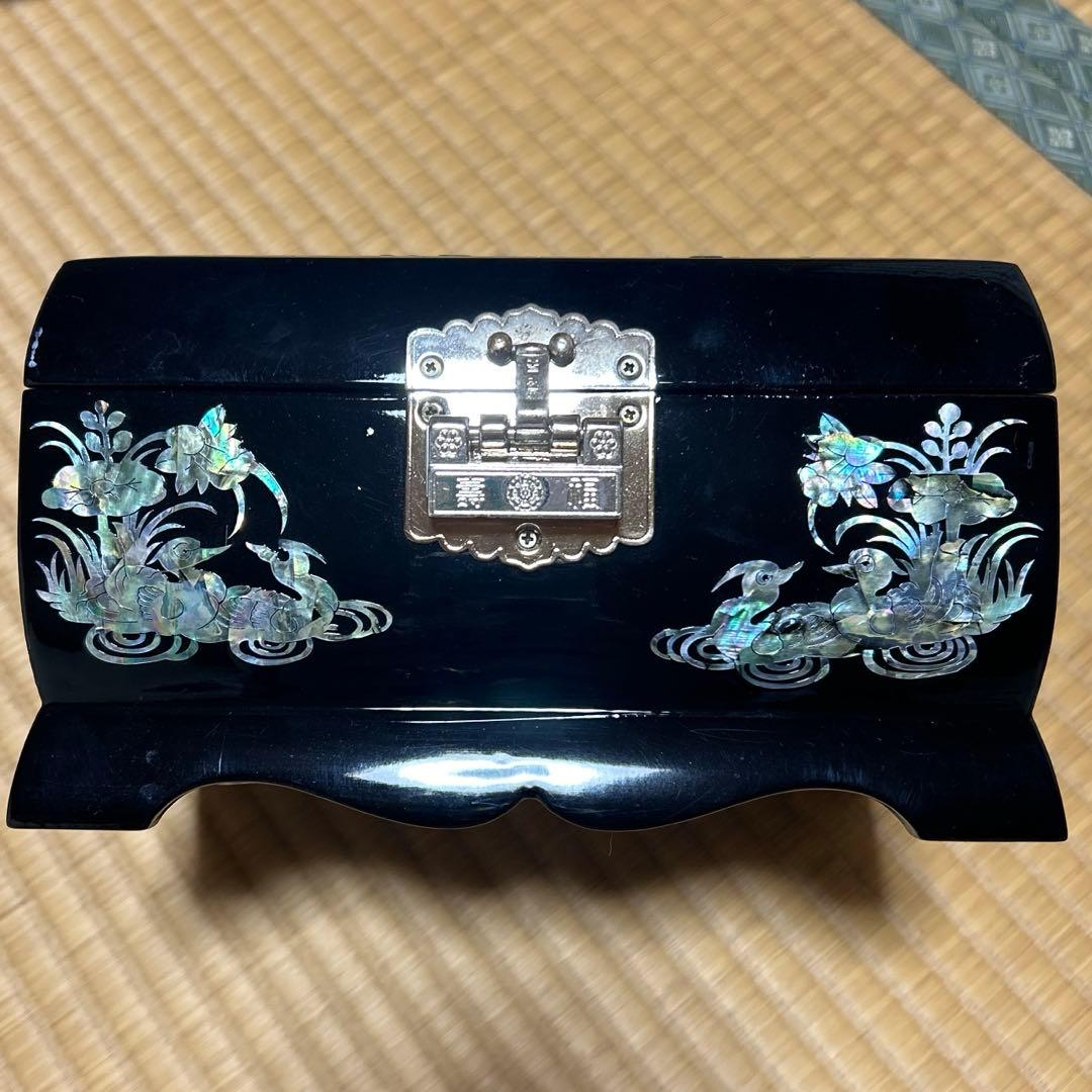 螺鈿細工 韓国伝統工芸 ミラー付き アクセサリーケース 小物入れ