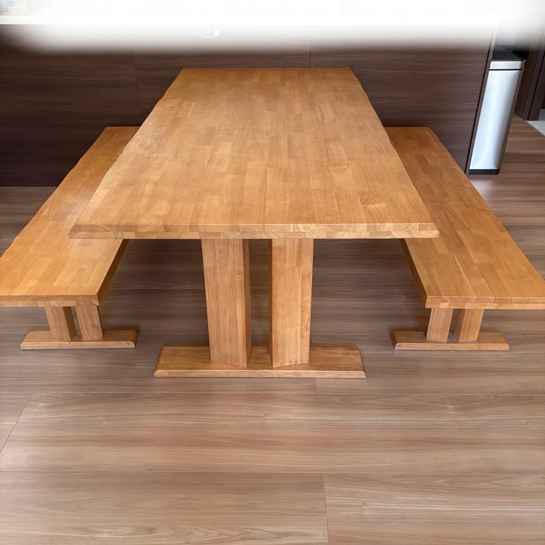 松田家具 天然木 白王ダイニングテーブル ベンチイス 3点セット 楽天市場】【送料無料】白王 ダイニング3点セット《1500テーブル+1300