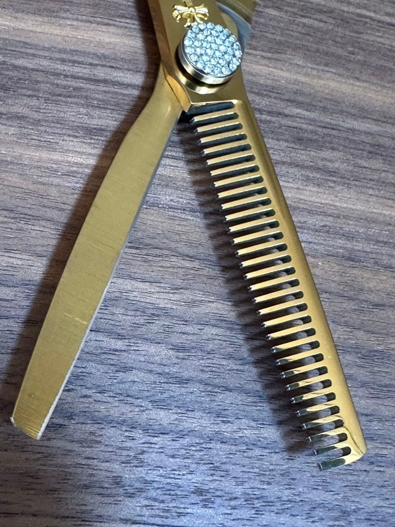 6インチ ゴールドクロス メガネハンドル セニングシザース S75 理容