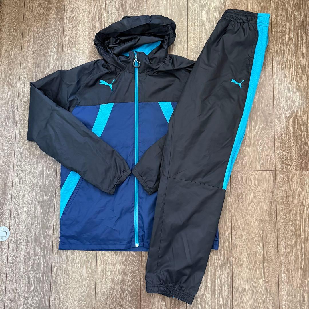 美品 PUMA サッカー 裏起毛 ピステ・ウィンドブレーカー 上下セット L