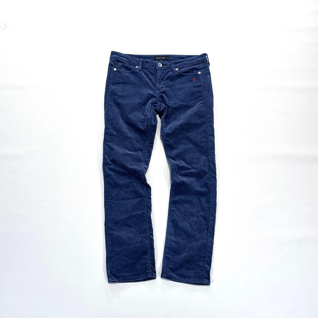 ラフアンドスウェル ロングパンツ S コーデュロイ 細ウネ ブルー系