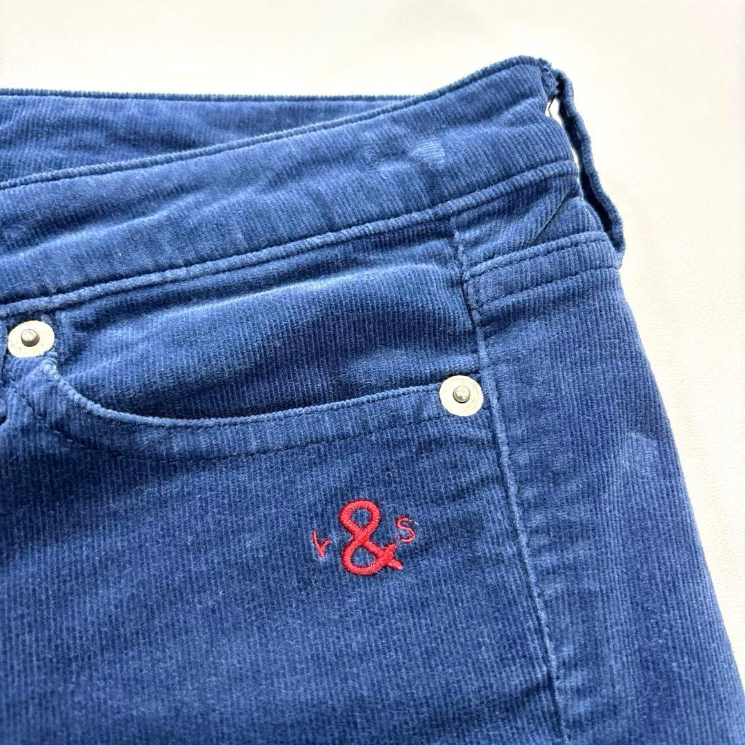 ラフアンドスウェル ロングパンツ S コーデュロイ 細ウネ ブルー系