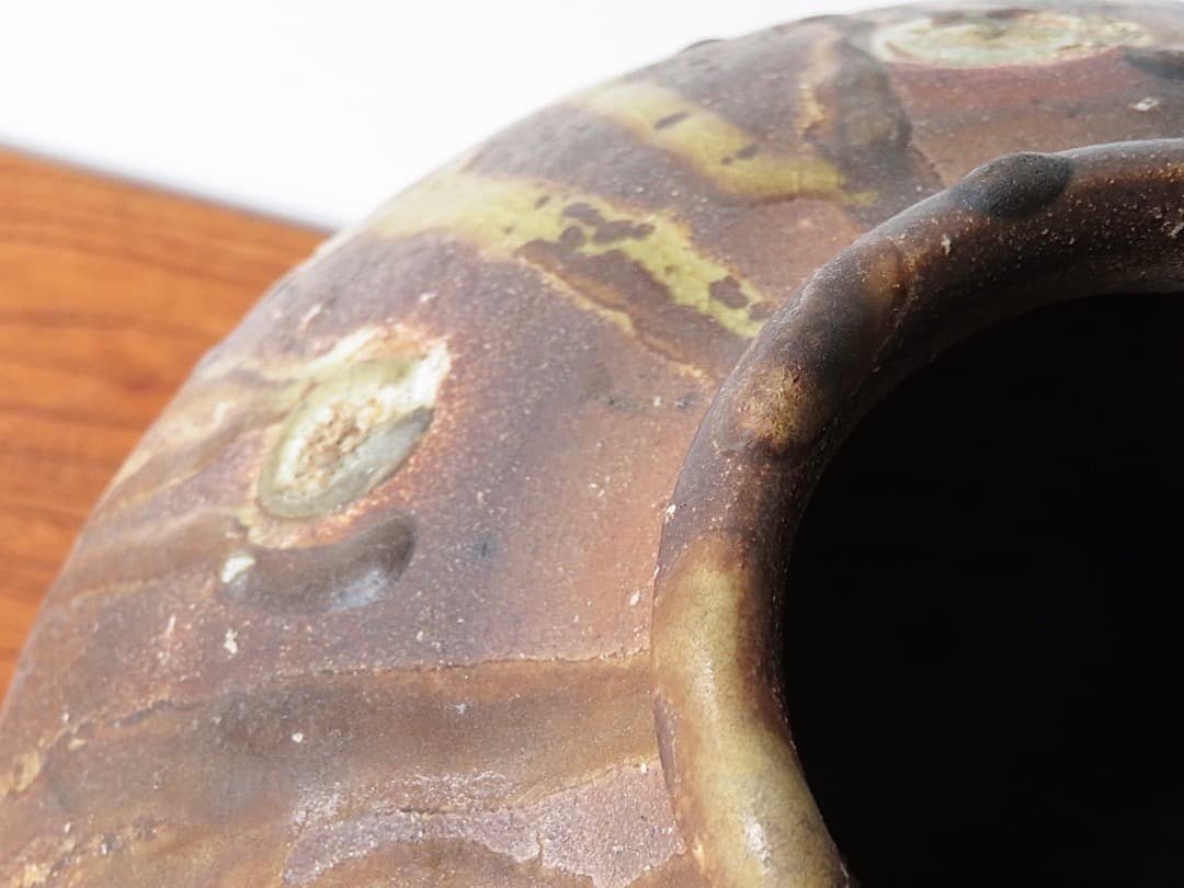 【価格値下中‼️】青娥窯　松元洋一作⑤　『自然釉壺』　穴窯焼成