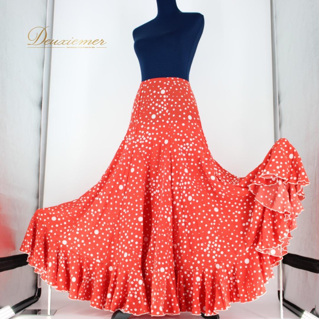 美品 フラメンコ衣装】ファルダ HERMOSA IBERIA 朱色 白 水玉 - メルカリ