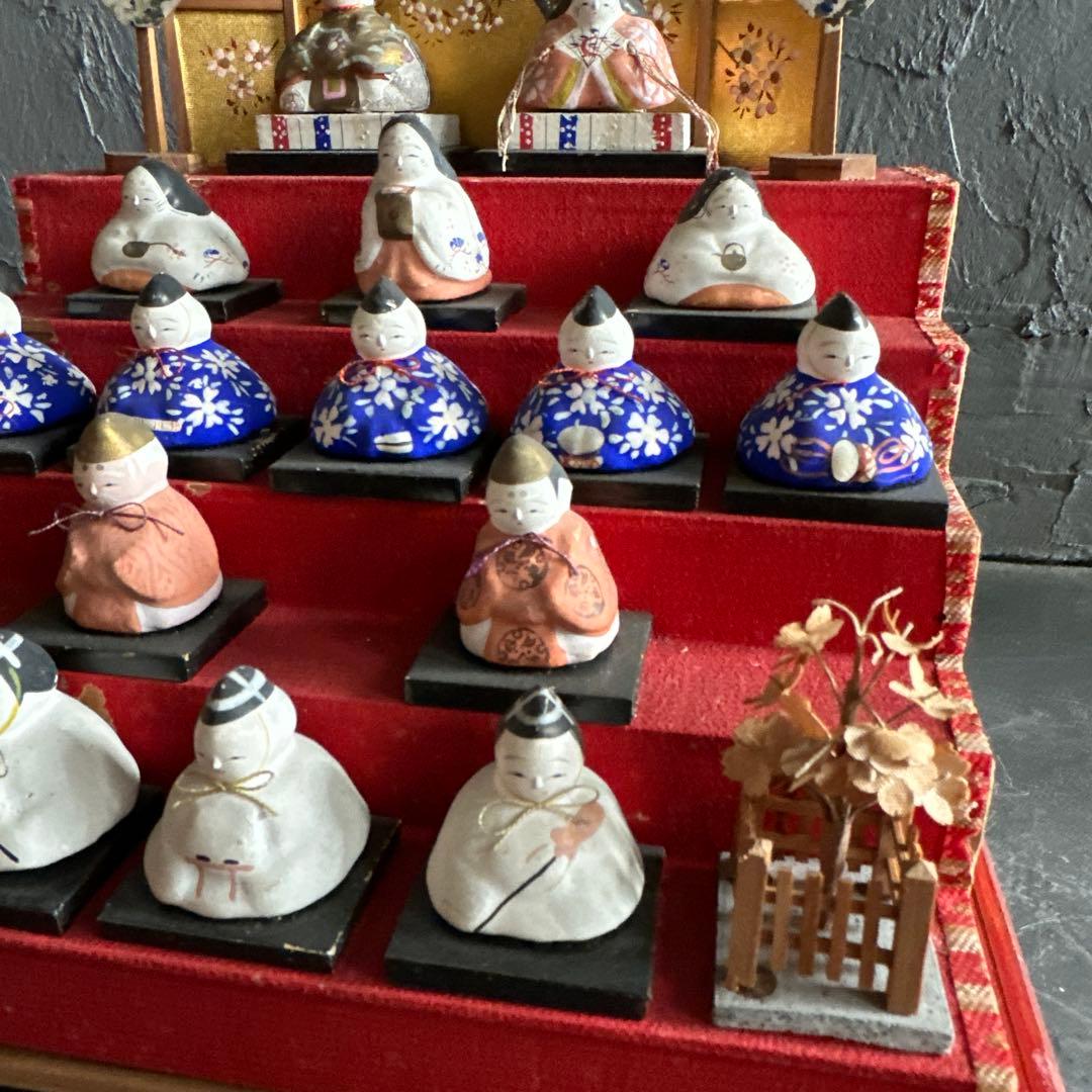 瞬間的お値下げ‼️アンティークミニ雛人形 希少品！雛壇飾り土人形