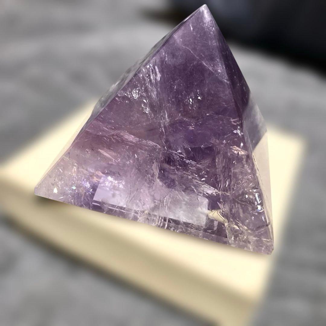 高品質 アメジスト 三角 ピラミッド 450g アメシスト
