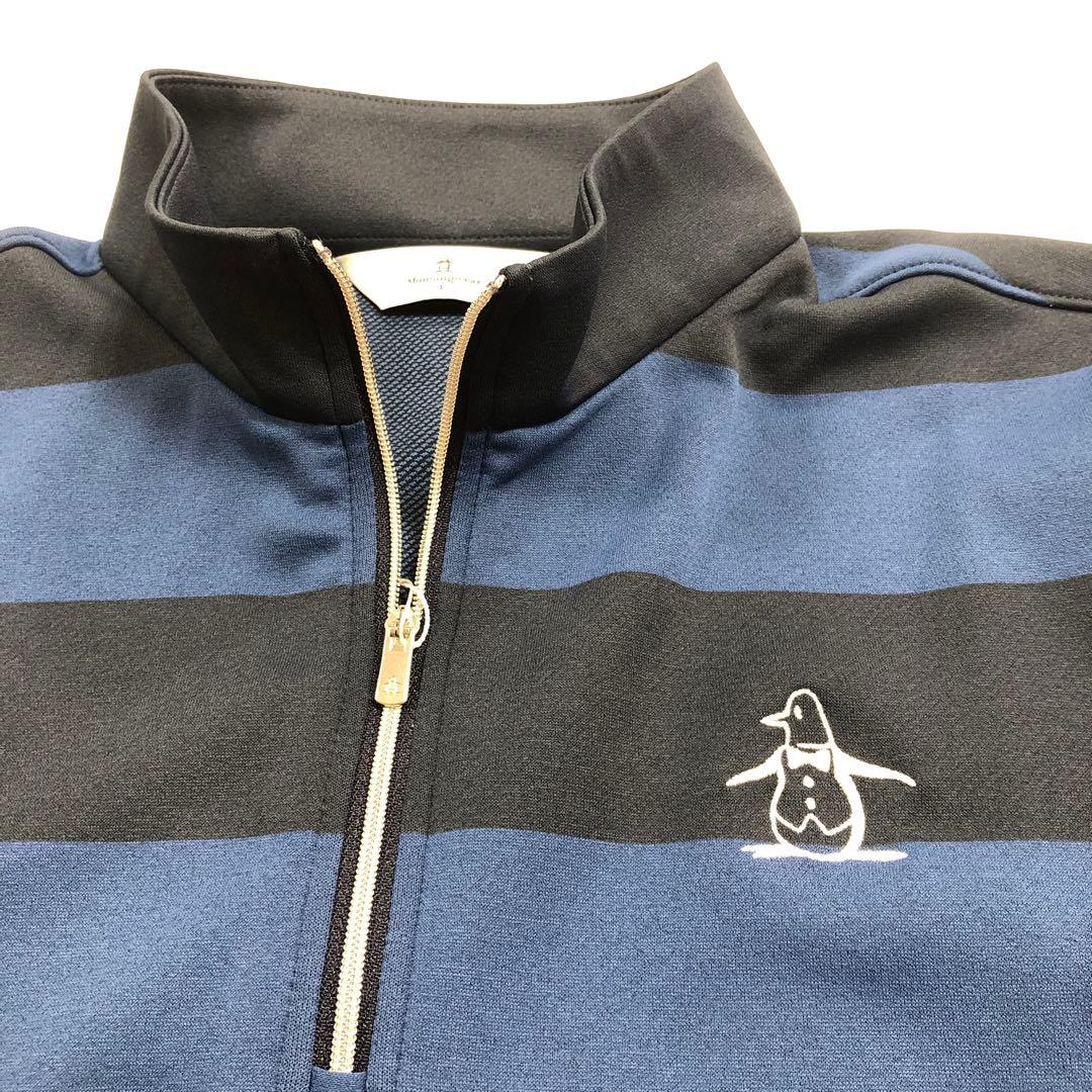 マンシングウエアレディスペンギン刺繍 ハーフジップシャツ ネイビーL