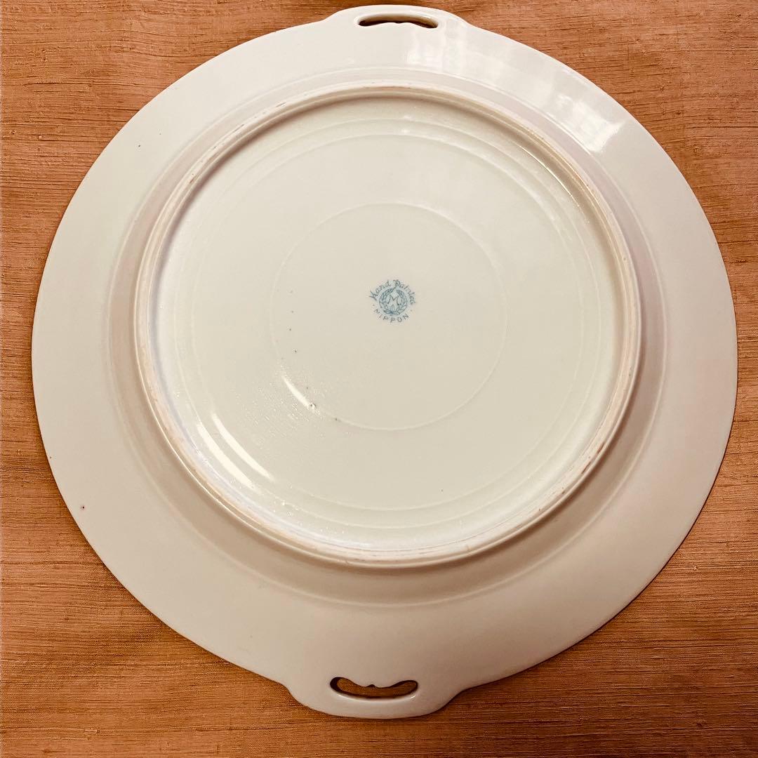 オールドノリタケ ハンドルプレート 皿 シノワズリ ブーケ アールデコ