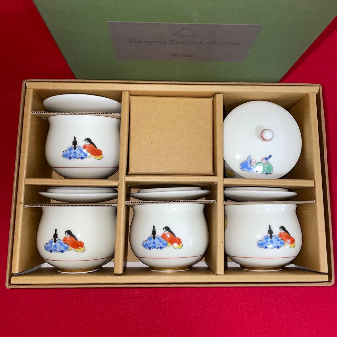 美品☆深川製磁 六歌仙 蓋付き湯呑み 茶器 汲出揃 - メルカリ