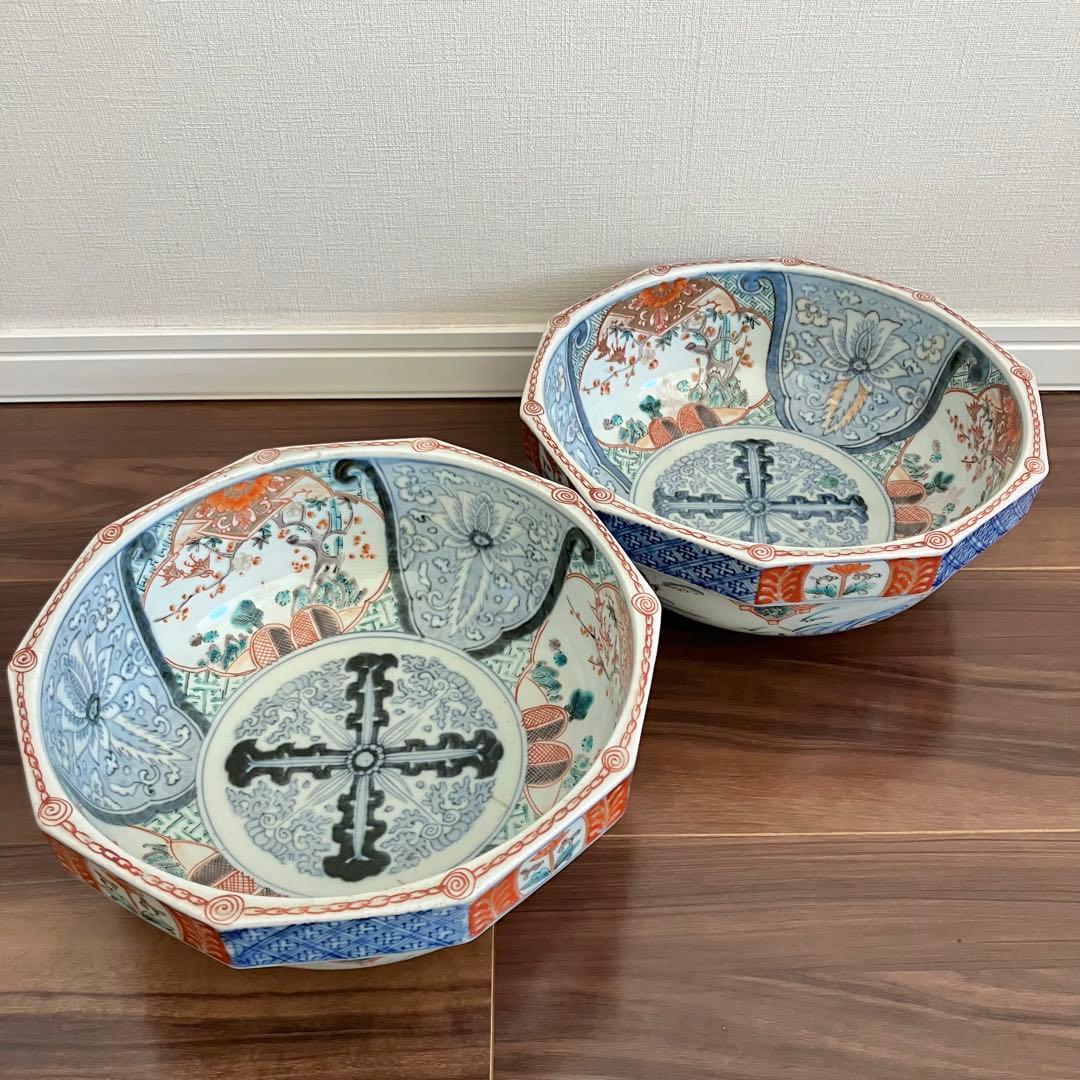 古伊万里　色絵　大鉢　2客 古伊万里色絵荒磯文鉢（江戸時代） - 天平堂（TENPYODO）