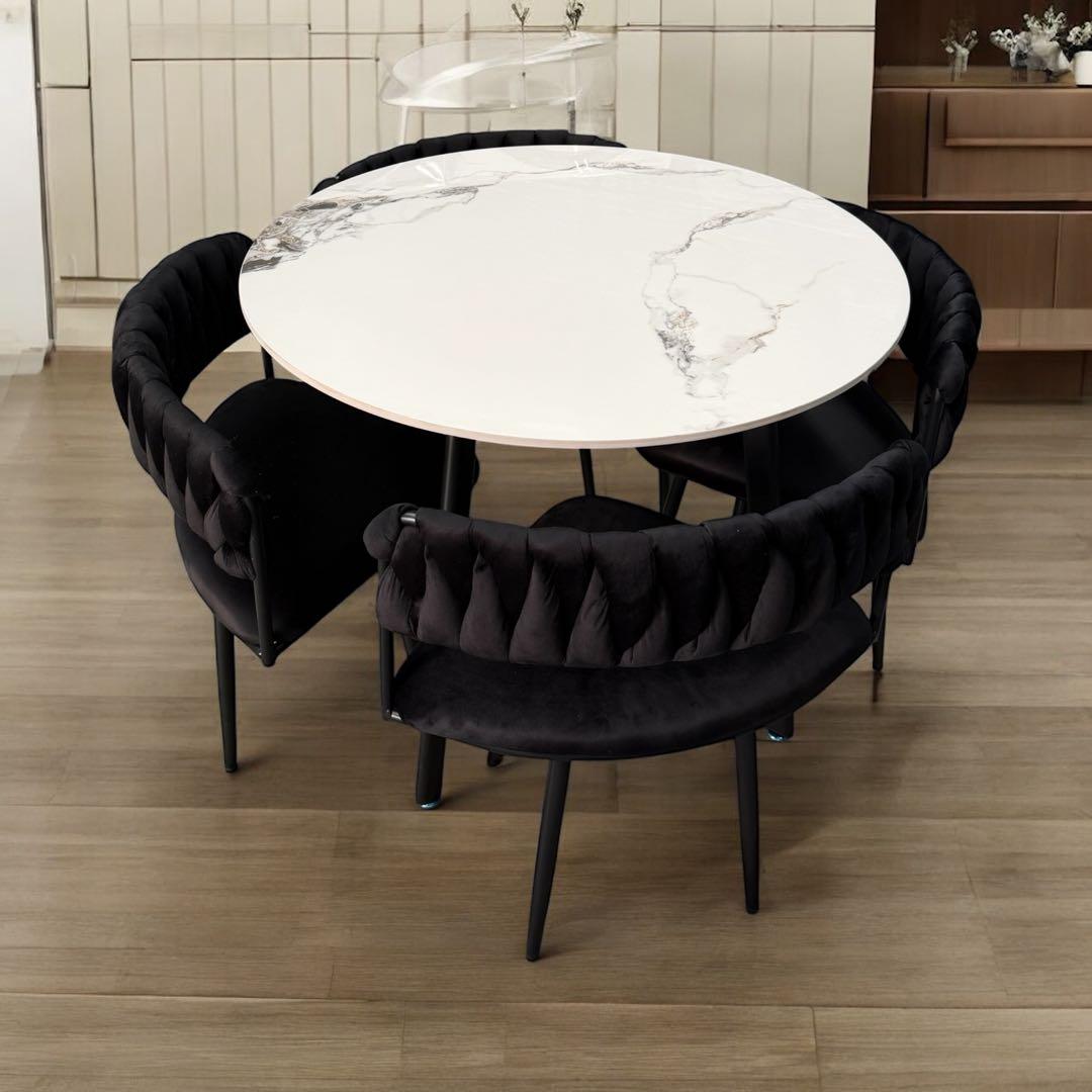 ダイニングテブル+ 4脚の椅子 EMOOR（エムール） ダイニング 5点セット テーブル チェア 4脚 回転式