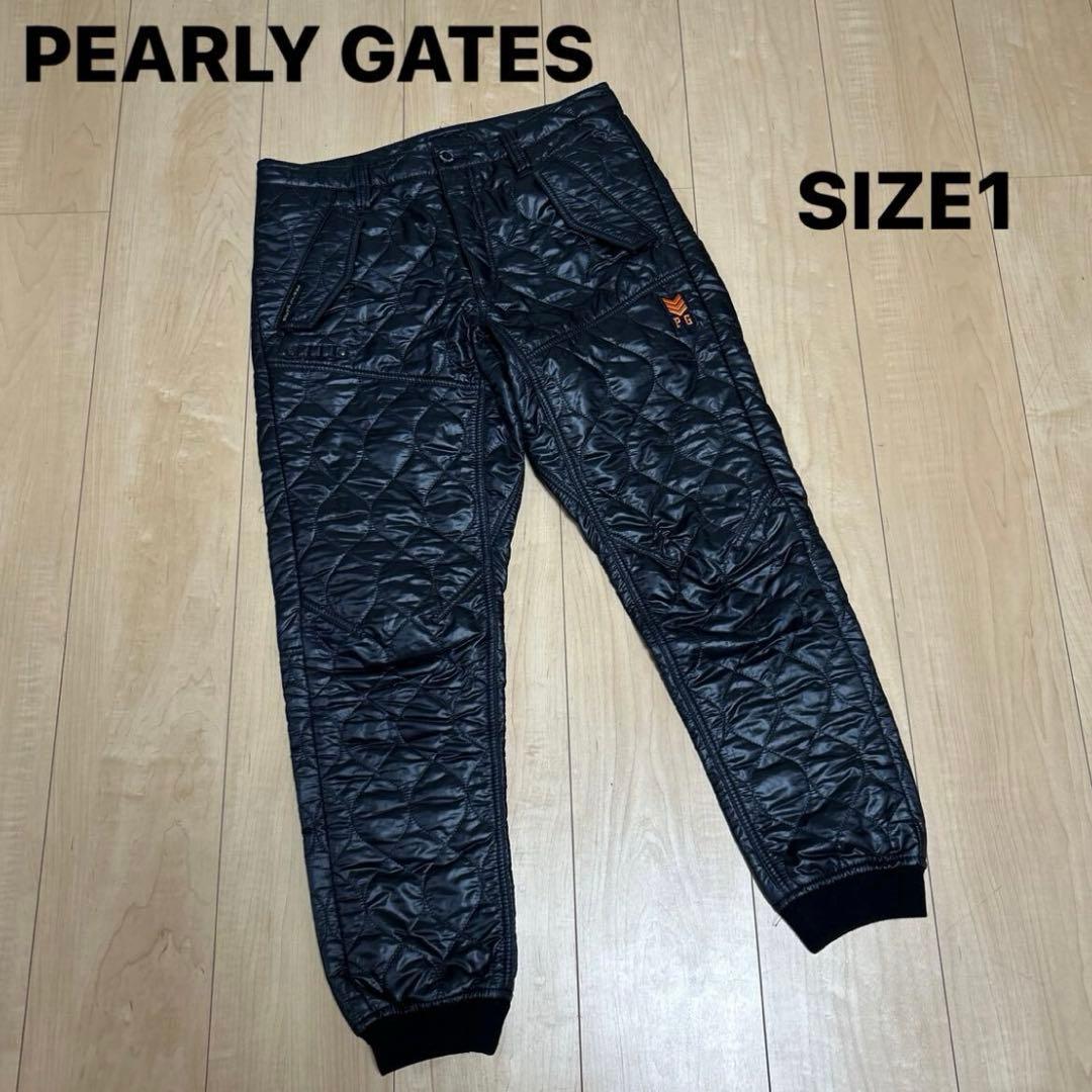 美品 パーリーゲイツ サイズ1 中綿 防寒パンツ M 黒 ナイロン