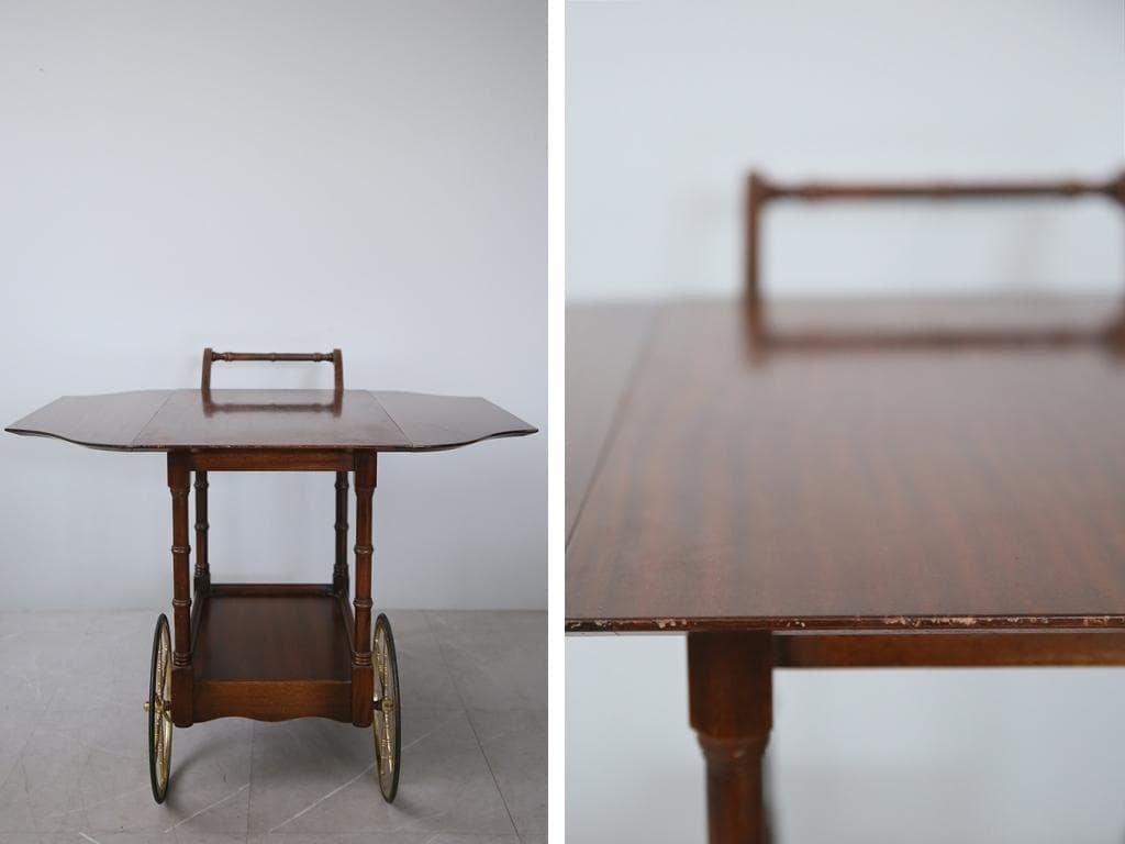 英国アンティーク木製キッチンワゴン/トロリー/飾り棚サイドテーブル机