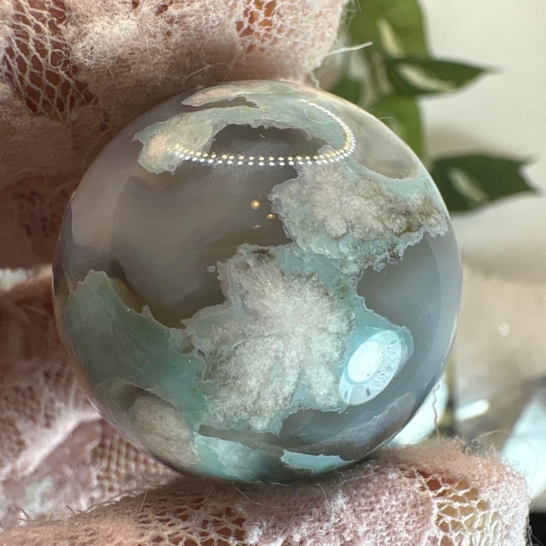 Ruby様レア♡高品質 グリーン桜瑪瑙スフィアNo.1790 - メルカリ