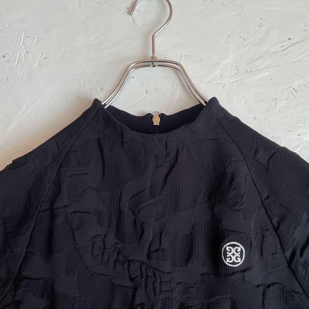 程度良好 ゴルフウェア【G/FORE】半袖ジャガードニットワンピース 黒